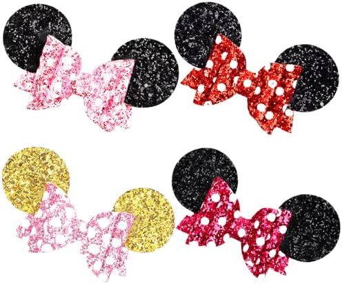 4pcs 5 Inch Mouse Hair Bows | Mouse Ears Hair Clips | Sequin Glitter Polka Dot Barrettes | Cute Hair | Amazon (US)