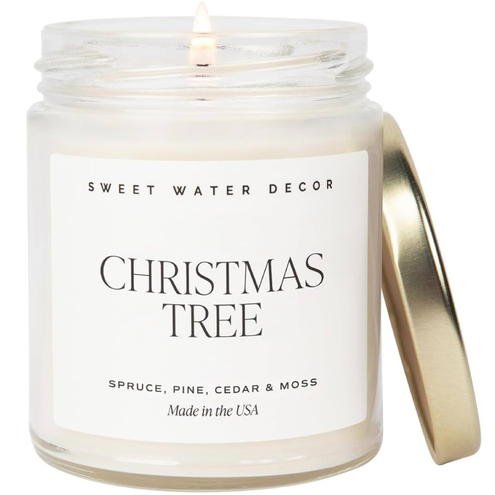 Sweet Water Decor Christmas Tree Candle - Pine Needles, Cedarwood, Cypress, and Evergreen Soy Hol... | Amazon (US)