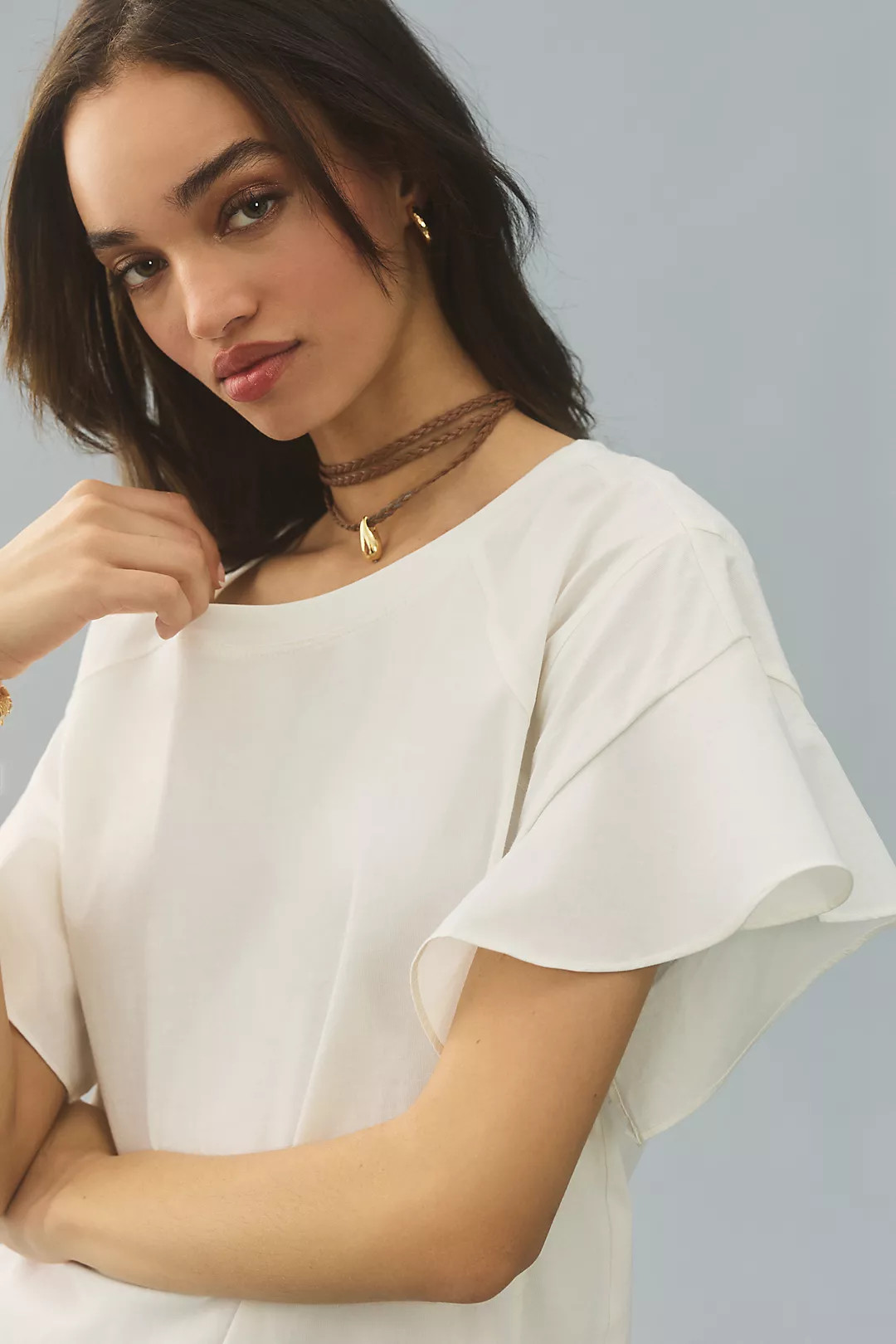 By Anthropologie Flutter-Sleeve Tee | Anthropologie (US)