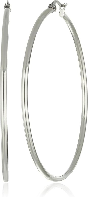 Amazon Essentials Plated Stainless Steel Rounded Tube Hoop Earrings | Amazon (US)
