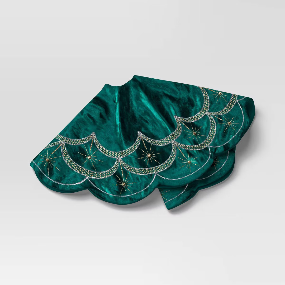 48" Christmas Dia Art Deco Embellished Soft Velvet Tree Skirt Green - Wondershop™ | Target