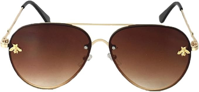 Fashion Culture Women's Buzzed Bee Charm 60mm Aviator Sunglasses (Brown Ombre) | Amazon (US)