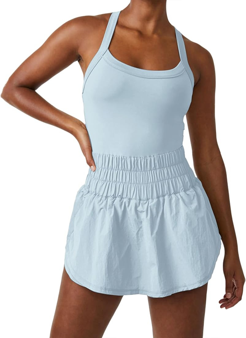 MISSACTIVER Women Tennis Dress Workout Dress with Built in Shorts Sleeveless Crisscross Backless ... | Amazon (US)