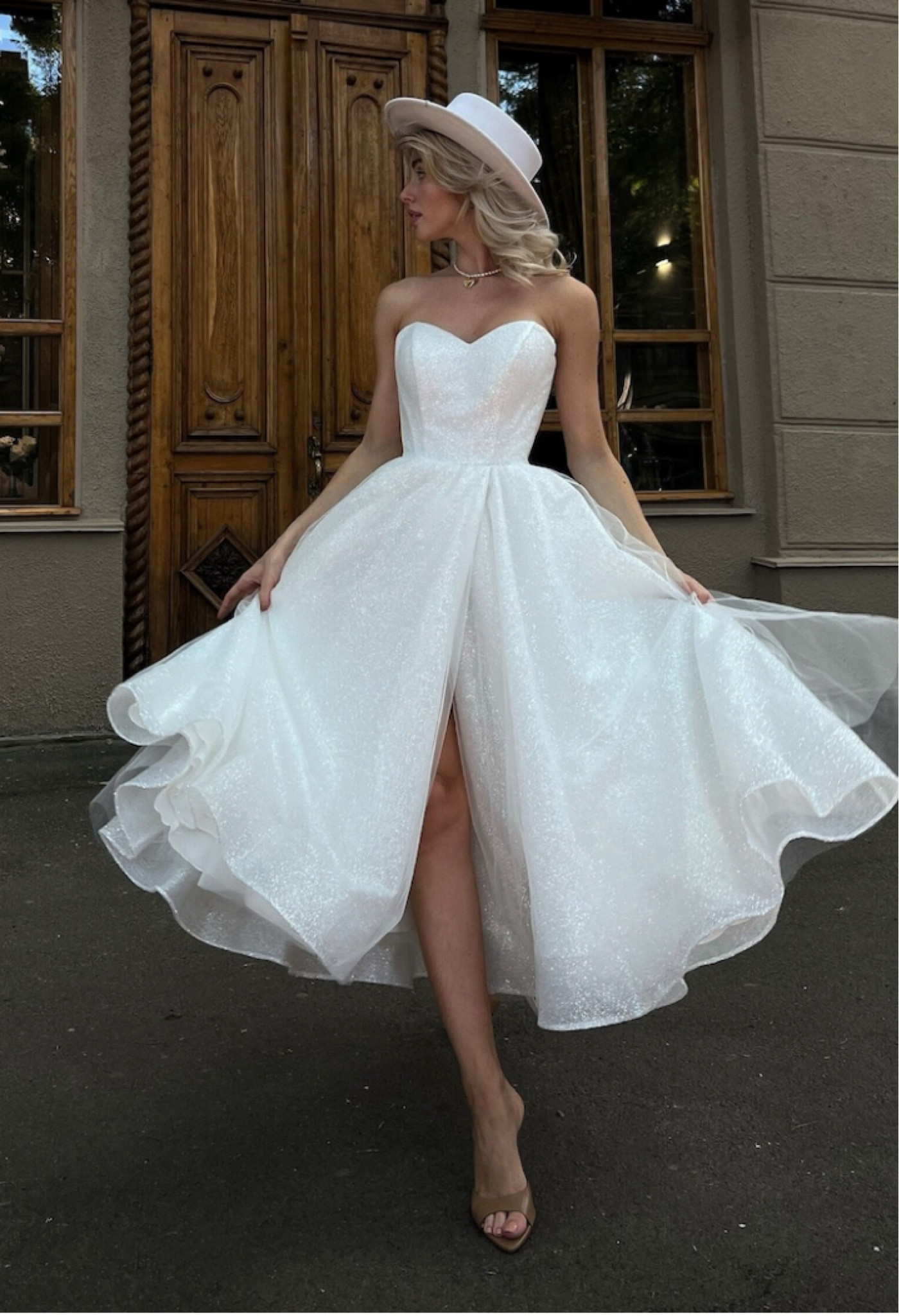 white christmas dresses LTP1205,Cute One Shoulder White Lace Beach Wedding Dresses,White Brida –  Laylatailor Shop main image 1