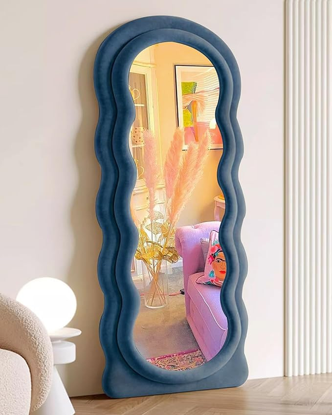Otlsh Wavy Floor Mirror, 63" x 24" Full Length Mirror with Stand, Flannel, Irregular Wavy Mirror,... | Amazon (US)