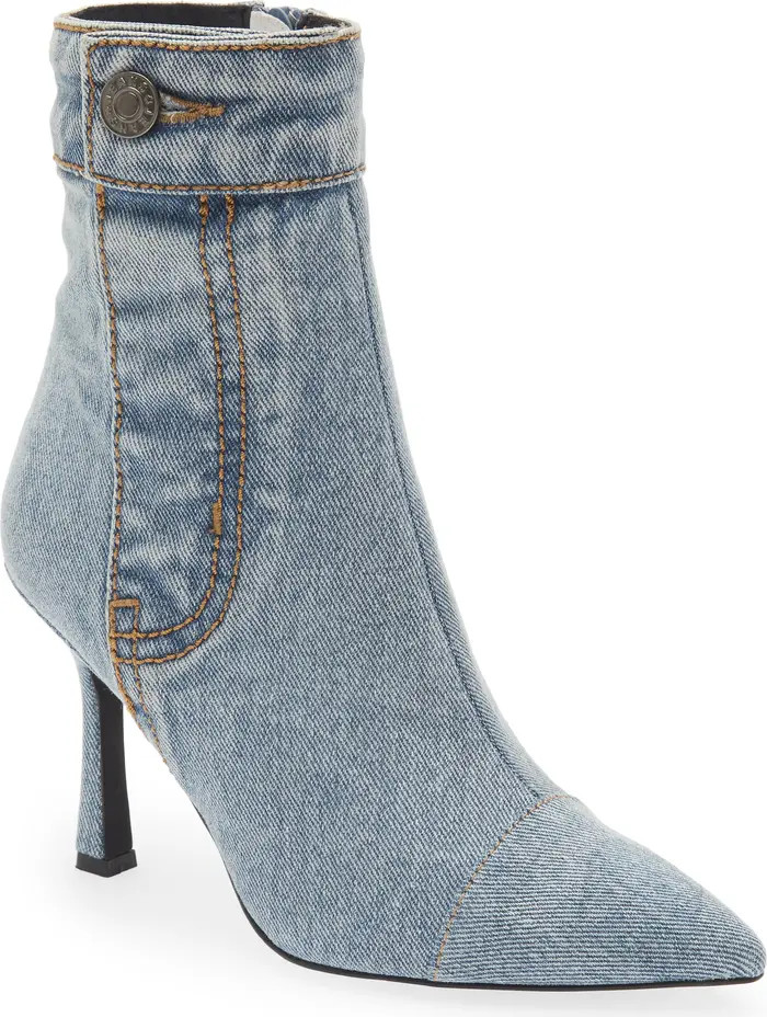 Jeffrey Campbell Finitely Denim Pointed Toe Bootie | Nordstrom | Nordstrom