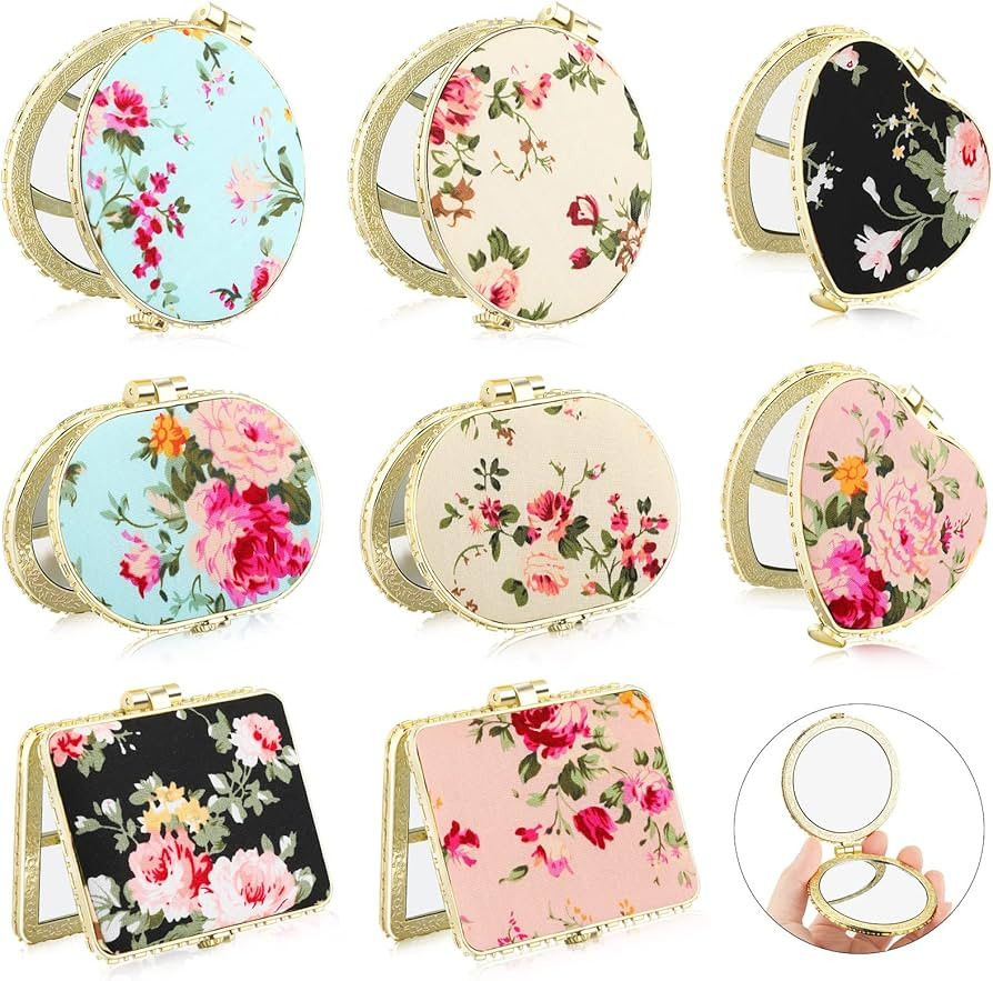 Blulu 8 Pieces Compact Mirror for Purse Flower Small Compact Mirror Gift Bulk Makeup Mirror Flora... | Amazon (US)