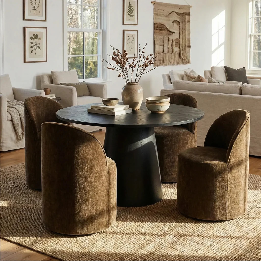 Dwen & Doris 46" Round Dining Table Set for 4 (5-Piece) | Pop Maison