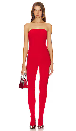 Strapless Catsuit With Footsie in Tiger Red | Revolve Clothing (Global)