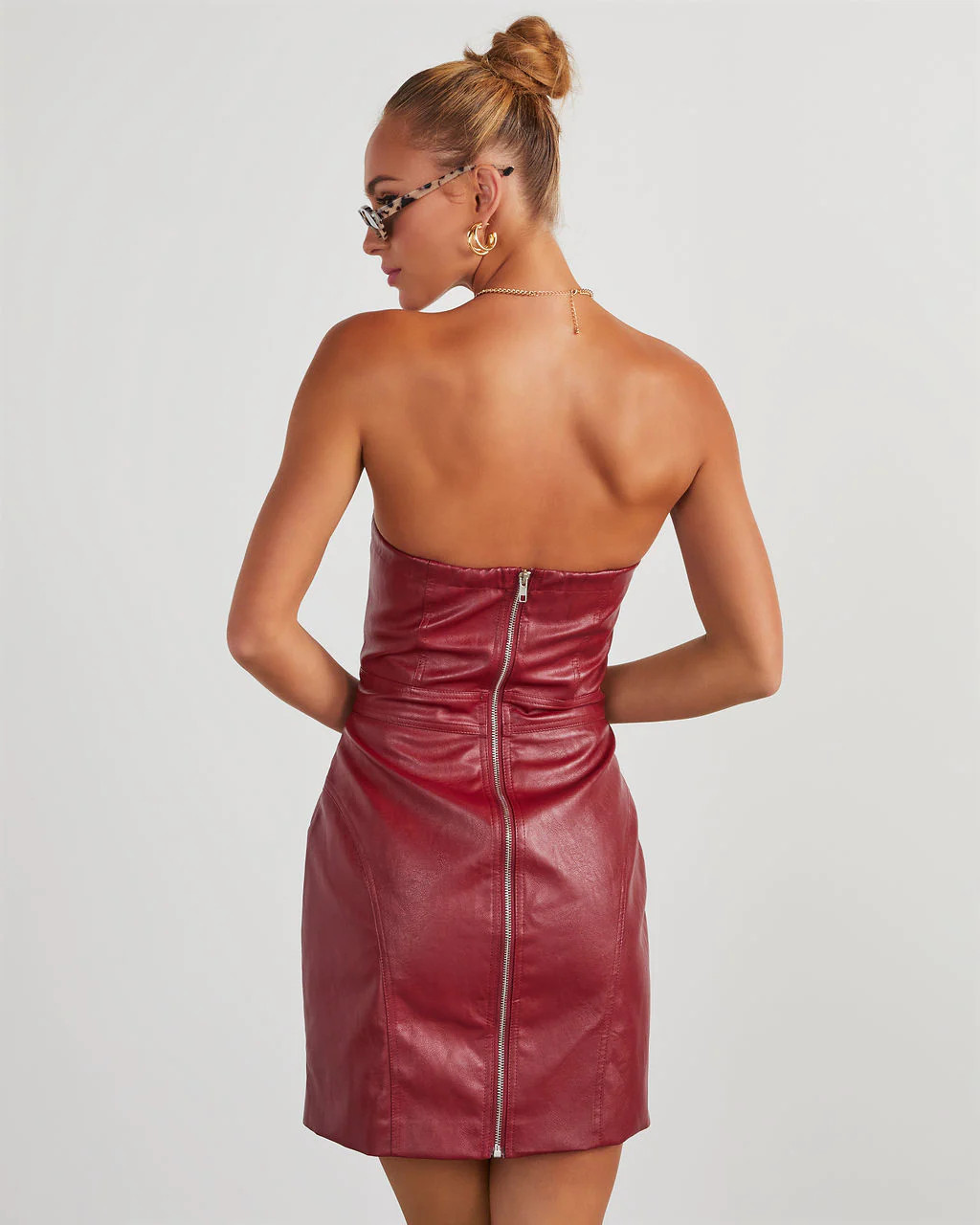 Evette Faux Leather Strapless Mini Dress | VICI