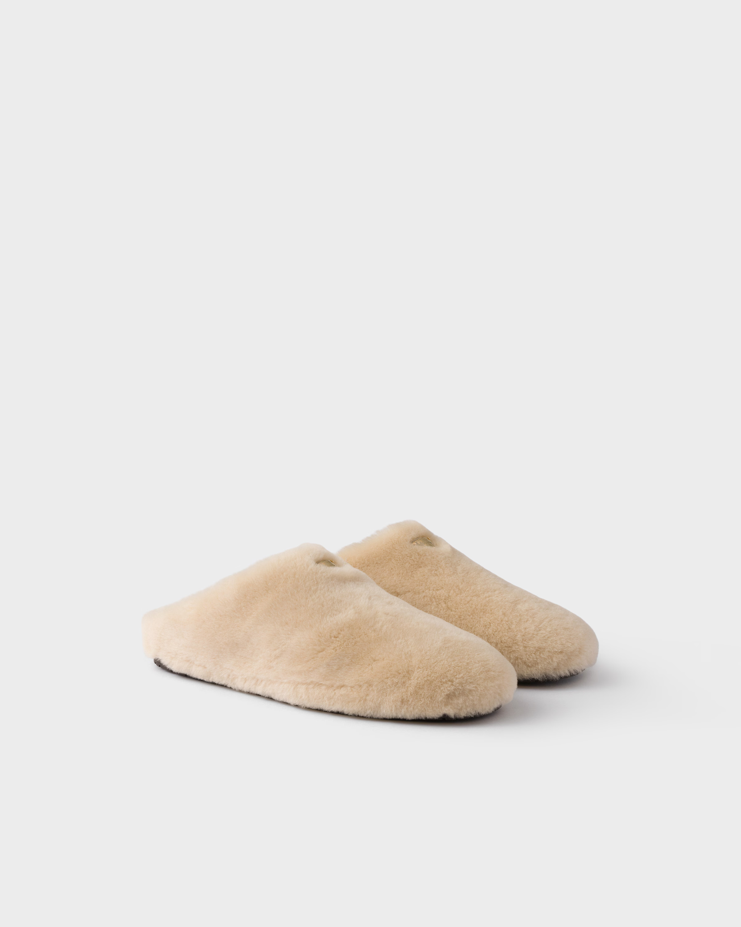 Travertine Stone Shearling Mules | PRADA | Prada US