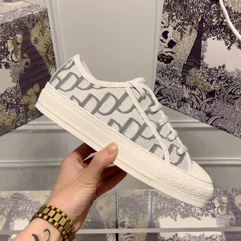 Designer Shoe Oblique Canvas Shoes Technology Trainers Sneakers Embroidered Cotton Canvas Women F... | DHGate
