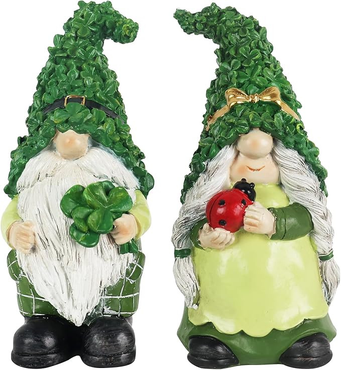 MEETYAMOR St Patricks Day Decorations, 2 PCS Handmade Gnome Resin Figurine for St Patricks Day De... | Amazon (US)