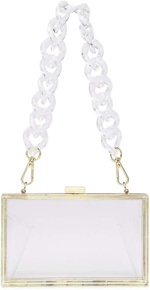 L-COOL Cute Transparent Acrylic Shoulder Bag Clear Crossbody Evening Clutch Purse Handbag With 2 ... | Amazon (US)