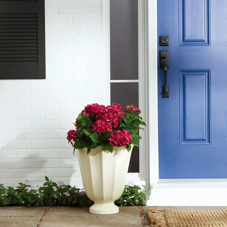 Mainstays Charlotte 16" x 16" x 17.5" Tall Round Vanilla Dream 100% Recycled Resin Planter Urn | Walmart (US)