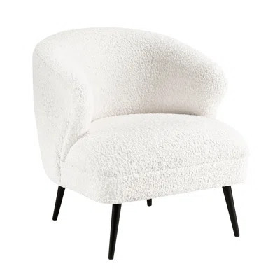 Modern Luxury Beige Boucle 1Pc Accent Chair, High - Density Foam Padding, Plywood Base, Black Metal Legs, 300Lbs Support, Attached Seat Cushion, Simpl | Wayfair North America
