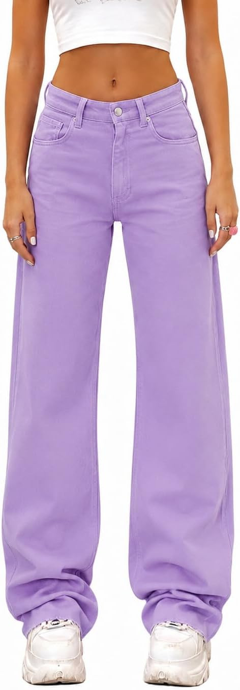 Vintage Jeans for Women Teen Girl High Waist Relaxed Fit Straight Leg Denim | Amazon (US)