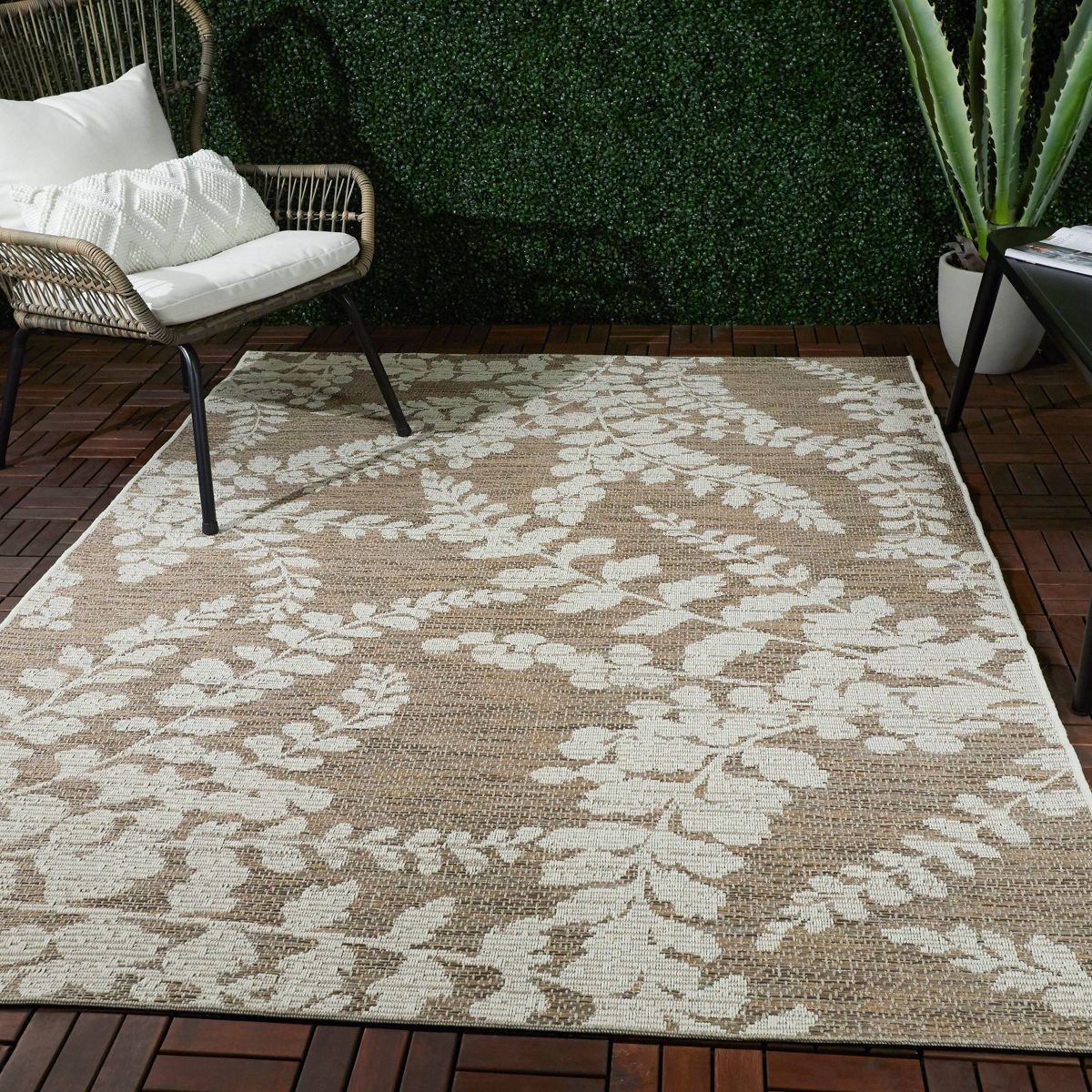 Botanical Outdoor Rug Tan - Threshold™ | Target