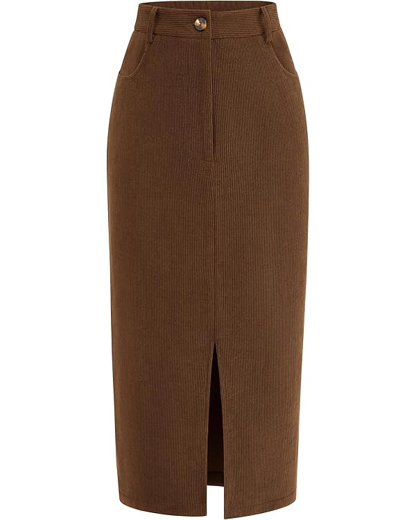 PRETTYGARDEN Corduroy Skirt Women Fall Fashion 2025 High Waisted Pencil Midi Skirts Business Casu... | Amazon (US)