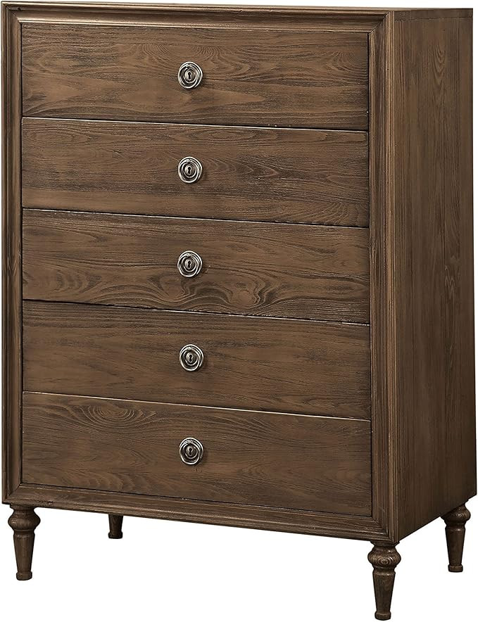 Acme Inverness 5-Drawer Wooden Chest in Reclaimed Oak | Amazon (US)