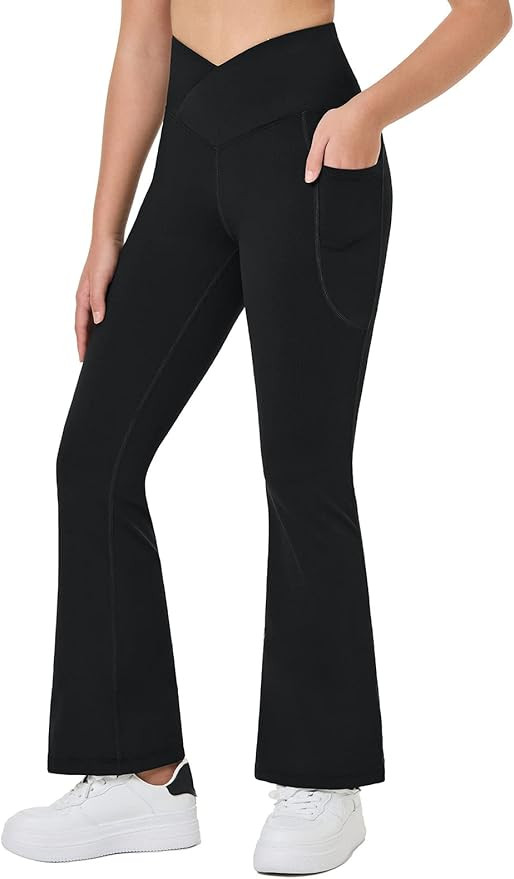 BALEAF Girls' Flare Leggings Cross High Waisted Bootcut Yoga Dance Pants Kids Bell Bottoms Leggin... | Amazon (US)