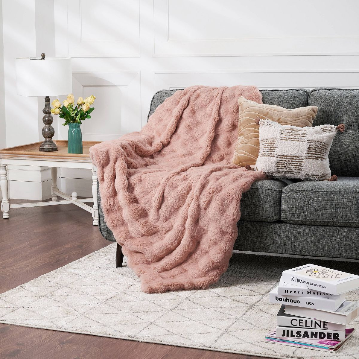 Bubble Faux Fur Throw Blanket Blush | Target