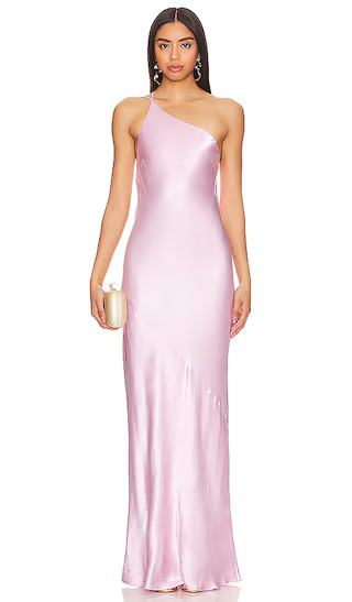 La Lune One Shoulder Cowl Back Maxi Dress in Peony Formal Gown Fall Gown Winter Wedding Guest Dress | Revolve Clothing (Global)