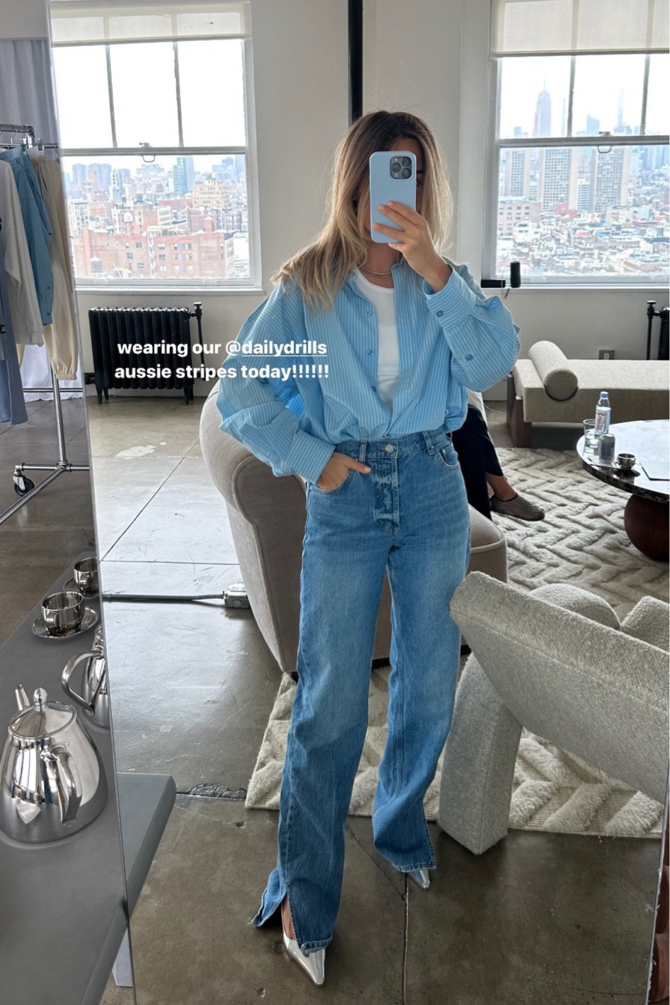 Wearing Daily Drills aussie striped top today with my favorite Anine Bing jeans