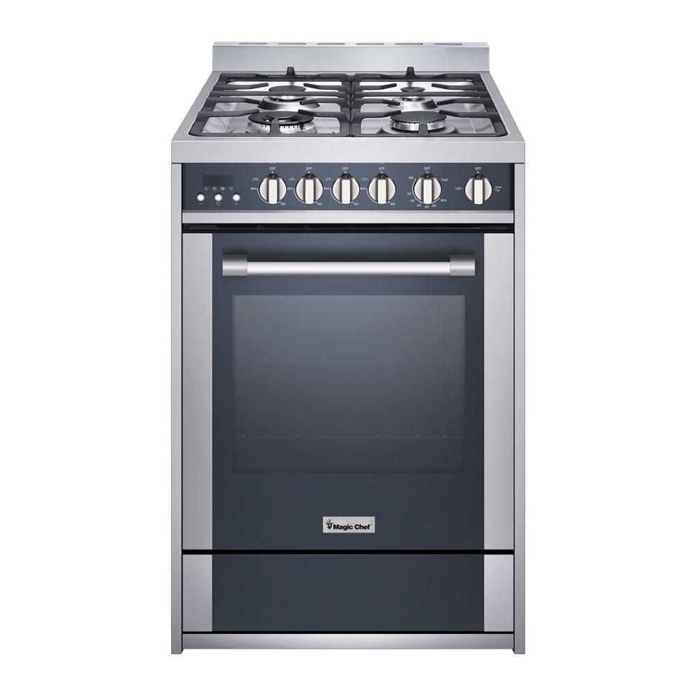 24 in. 2.7 cu. ft. Gas Range with Convection in Stainless Steel | The Home Depot
