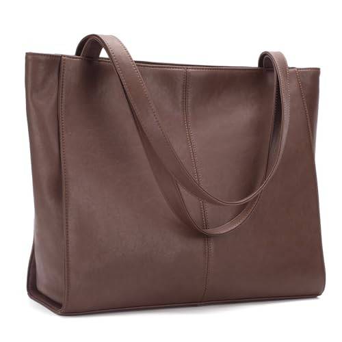 befen Real Leather Tote Shoulder Bags for Women Work, Women's Tote Bag Purses with Compartments for Daily and Travel Dark Brown | Amazon (US)