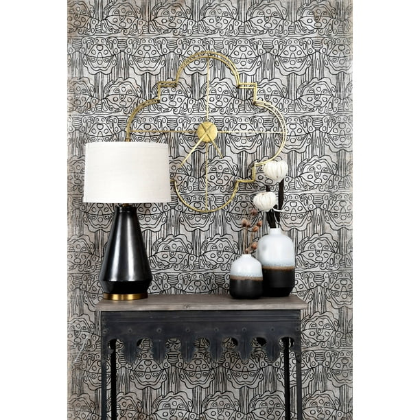 Creative Co-Op Metal Scalloped Edge Table with Grey Finish and Wood Top - Walmart.com | Walmart (US)