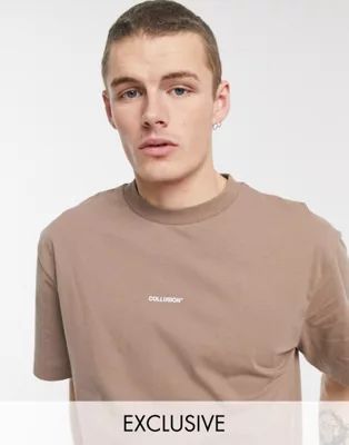 COLLUSION oversized t-shirt with logo print in brown | ASOS (Global)