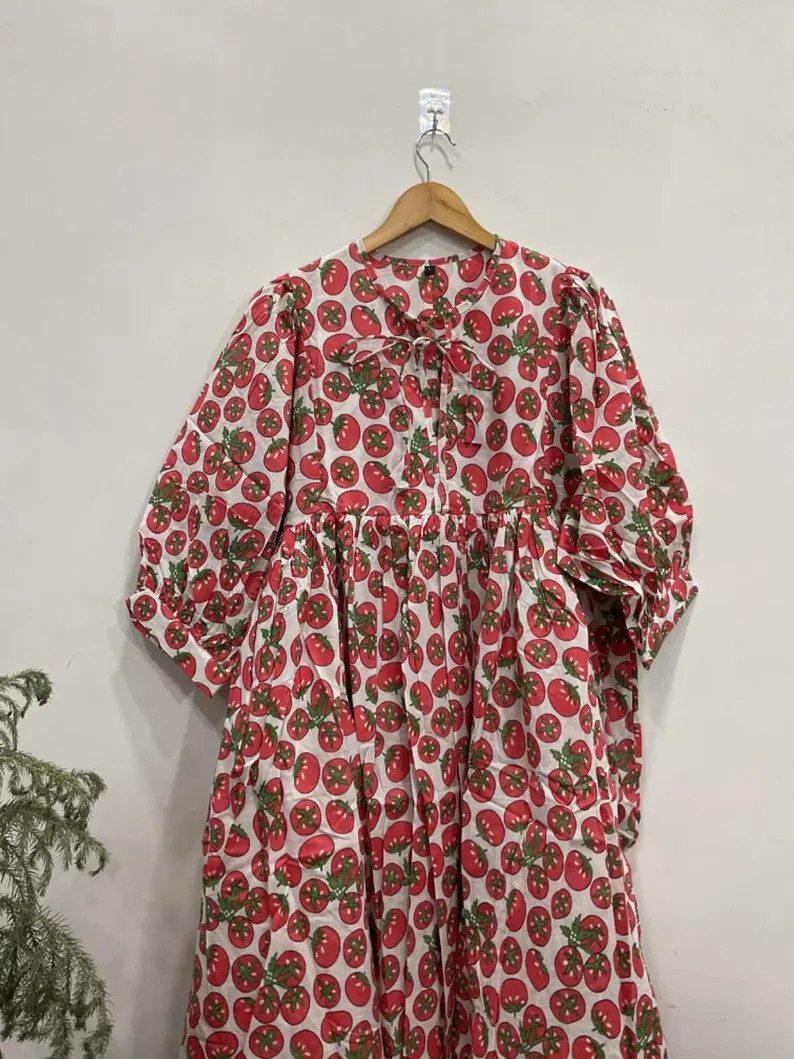 Tomato Printed Cotton Dress Gauze Dress | Lightweight Summer Midi | Etsy (Global)