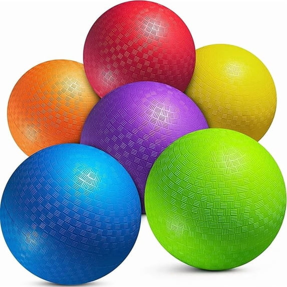 PlayBolt 5-Inch Playground Balls – 6 Pack Multicolor Small Inflatable Rubber Dodgeballs with Ha... | Walmart (US)