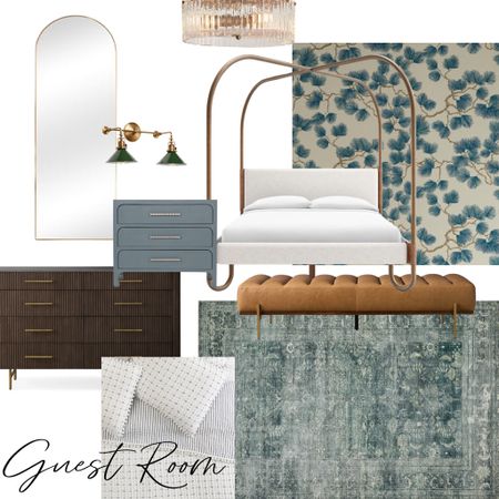 My guest room mood board! I can’t wait to try my hand at building all this furniture 🤩

Wallpaper: Sandberg Wallpaper - Pine in Blue

#LTKsalealert #LTKstyletip #LTKhome