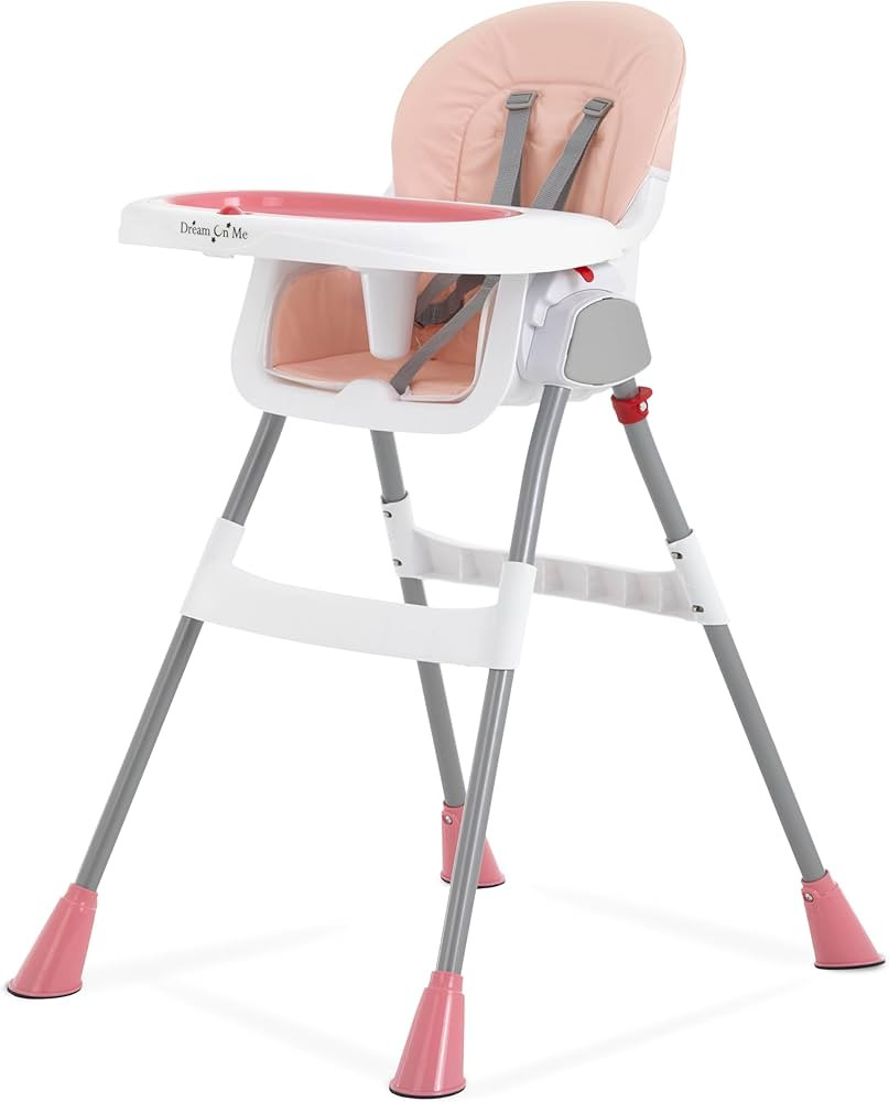 Dream On Me Portable 2-in-1 Tabletalk High Chair in Pink, Three Adjustable Height Settings, Light... | Amazon (US)
