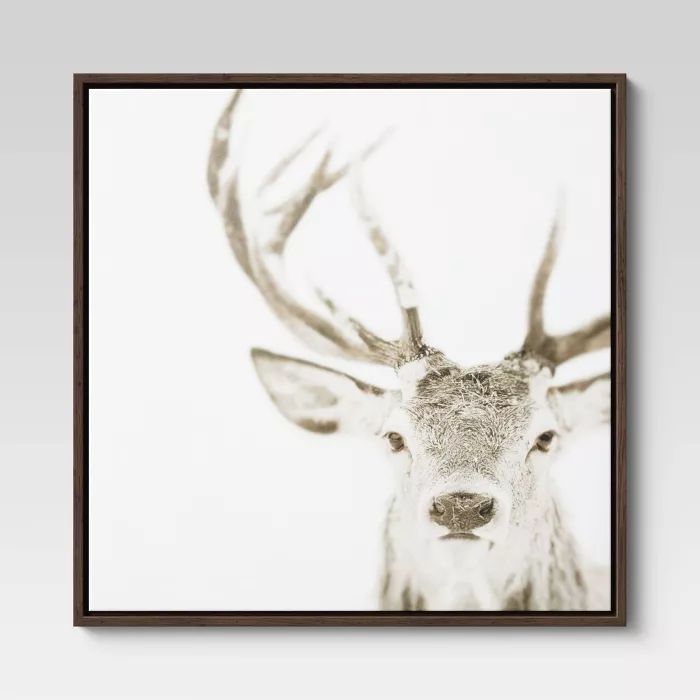 24" x 24" Winter Deer Framed Wall Canvas Black - Threshold™ | Target