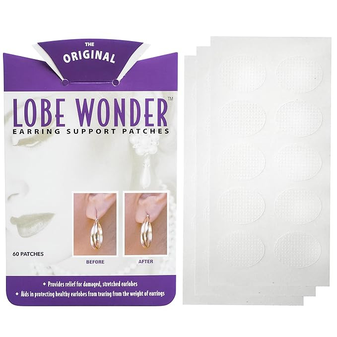 Lobe Wonder - The ORIGINAL Ear Lobe Support Patch for Pierced Ears - Eliminates the Look of Torn ... | Amazon (US)