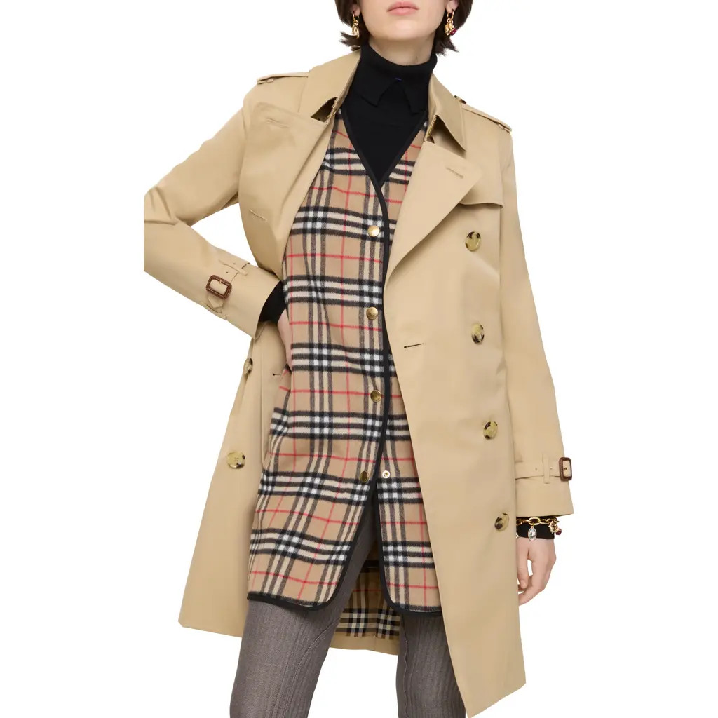 burberry Check Wool Cashmere Warmer in Archive Beige at Nordstrom, Size 6 | Nordstrom