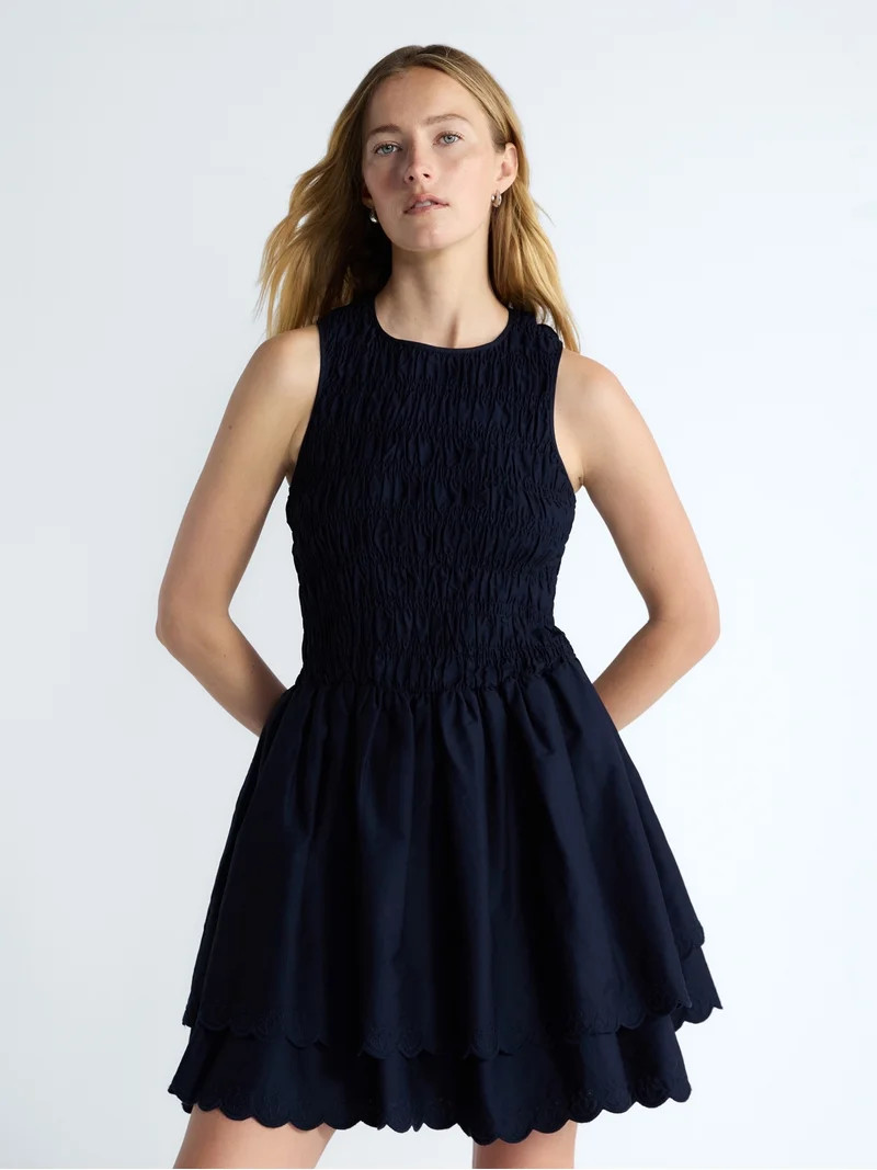 Free Assembly Women's and Women's Plus Smocked Cotton Sleeveless Mini Dress, Sizes XS-4X | Walmart (US)