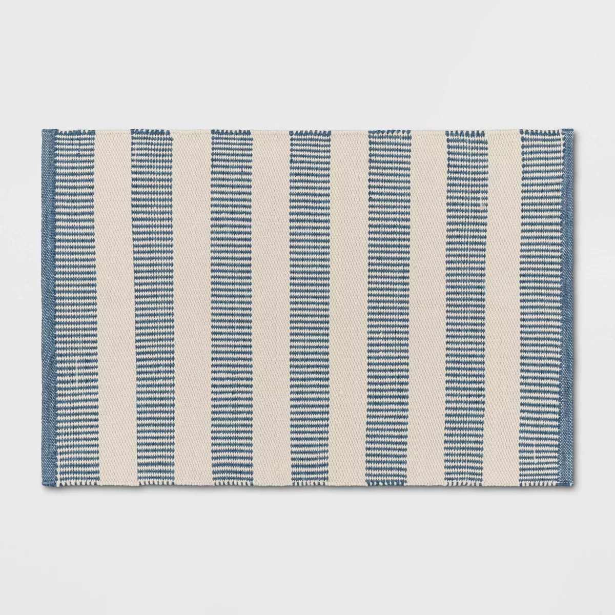 Rectangular Hand Made Woven Outdoor Rug Striped Ivory/Blue - Threshold™ designed with Studio Mc... | Target