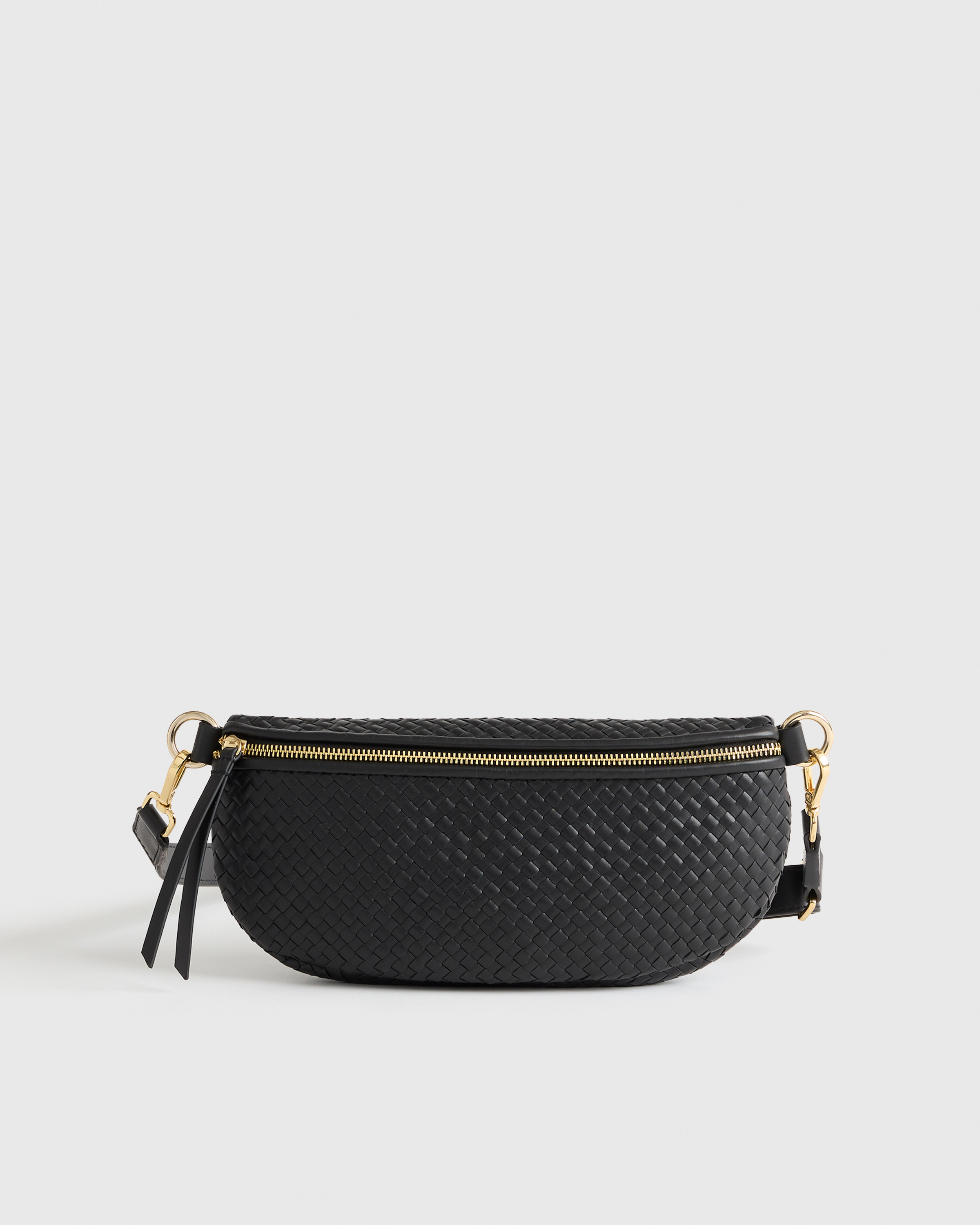 Quince | Women's Italian Leather Handwoven Sling Bag in Black | Quince
