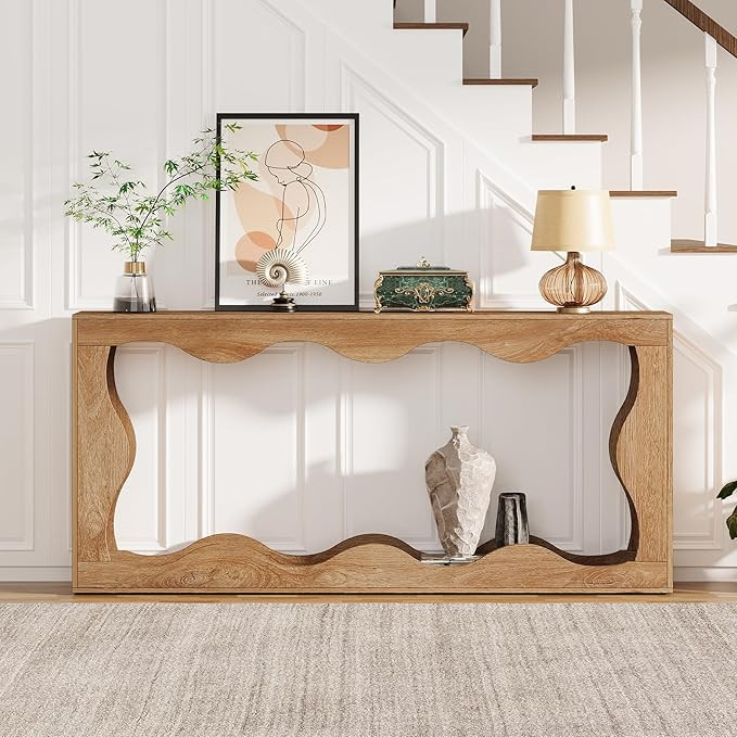Tribesigns Farmhouse Console Table, 63-Inch Scalloped Console Table, Behind Couch Table, Narrow S... | Amazon (US)