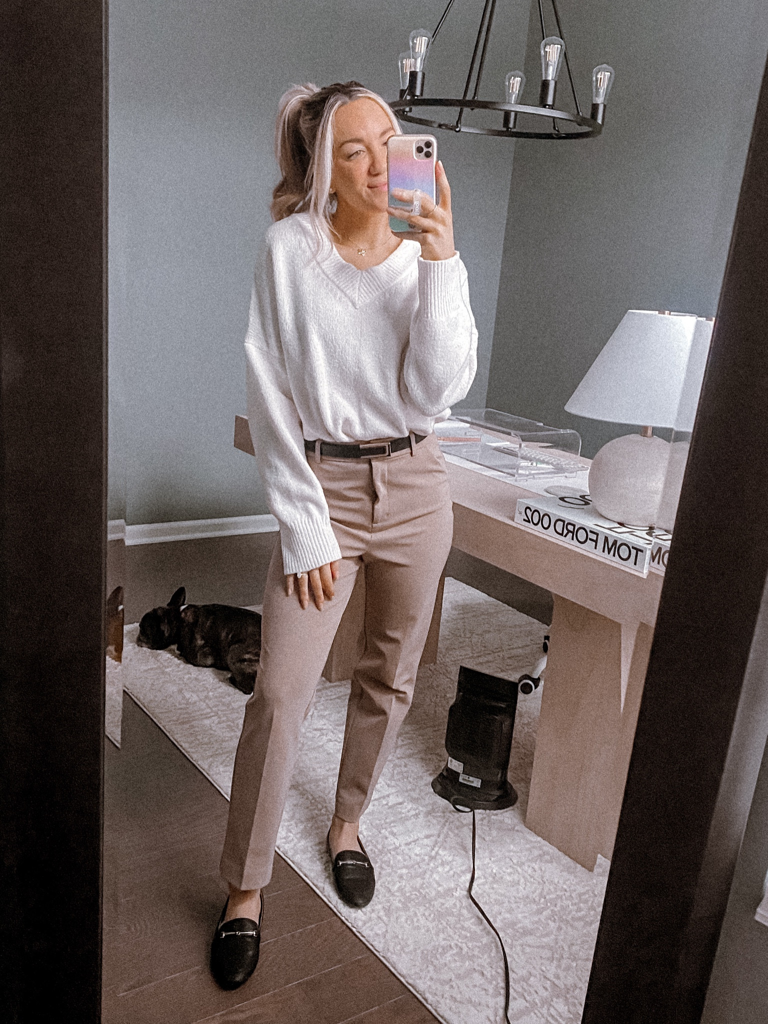Workwear outfit! Wearing a small in the sweater for an oversized fit. Pants are old from express but linked a similar pair! 

#abercrombie #express 

#LTKfindsunder100 #LTKfindsunder50 #LTKworkwear