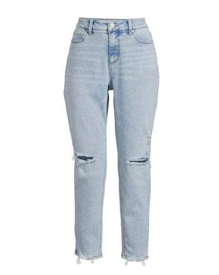 Walmart cropped distressed mom jeans at Walmart!! Jeans perfect for spring! 
