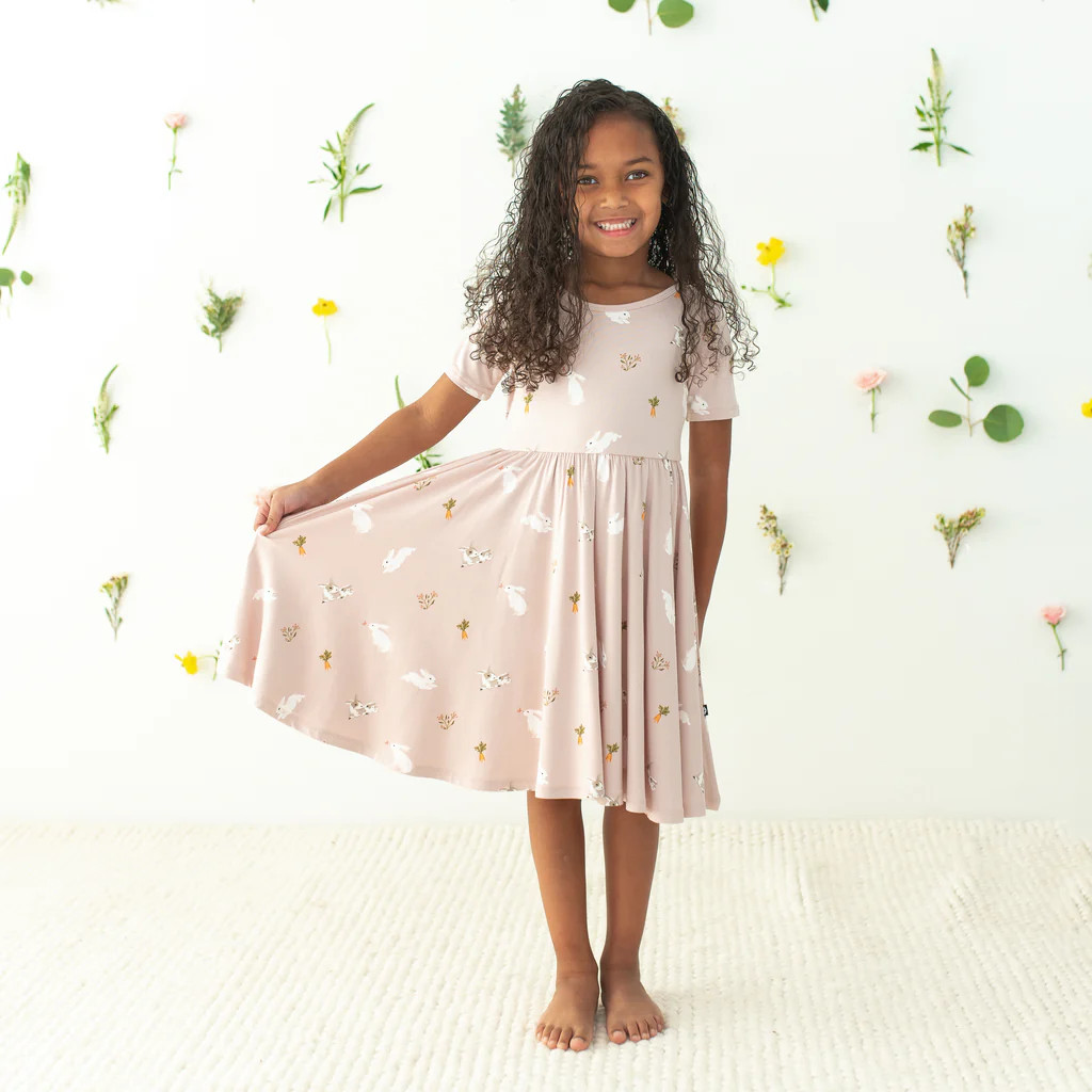Twirl Dress in Blush Rabbit | Kyte BABY