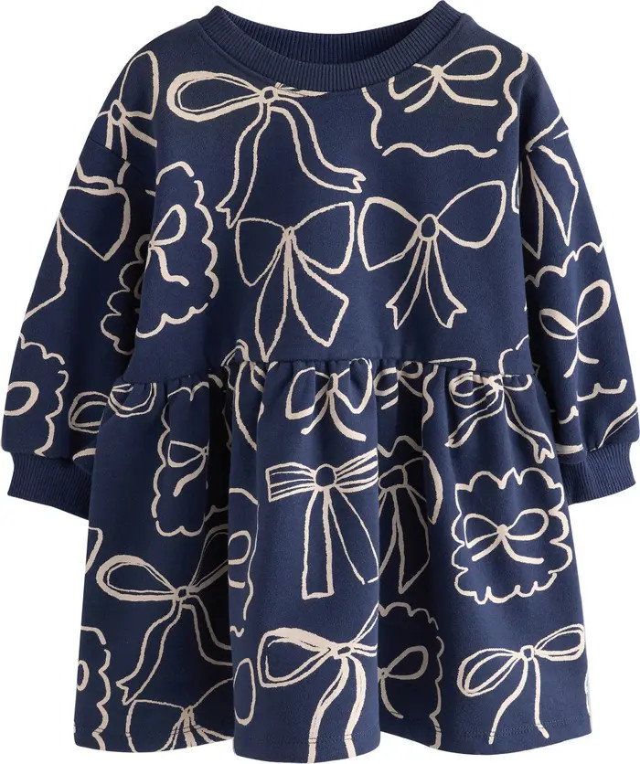 Kids' Bow Cotton Blend Sweatshirt Dress | Nordstrom