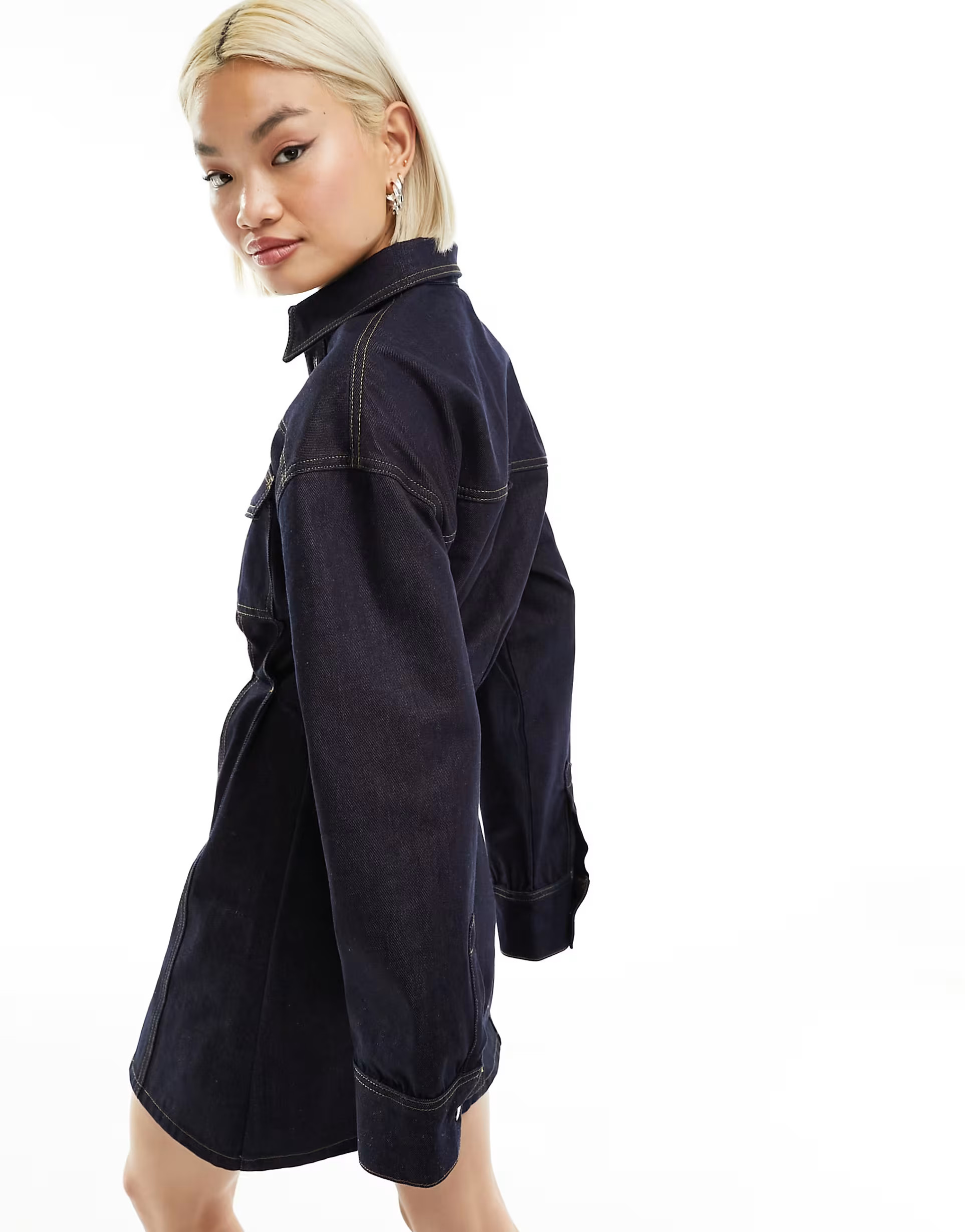 COLLUSION denim shirt dress in raw | ASOS (Global)
