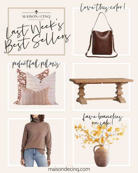 Last week’s best sellers include perfect fall handbag, cute fall pillows, my fave branches on sale, and more!

#falldecor #homedecor #sweater #diningtable #potterybarn #nordstrom 

#LTKover40 #LTKhome #LTKSeasonal