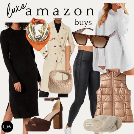 Luxe for less from Amazon! These are all amazing bang for your buck pieces that look and feel way more luxurious than their price tags😍 I sized up to a medium in the gray sweater and size down 1/2 size in the platforms! 

#LTKunder100 #LTKunder50